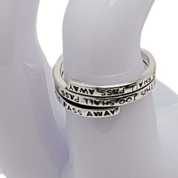 This too Shall Pass Away Ring Adjustable Cuff Ring Silver - Picture 1 of 3